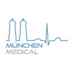 Logo mit zwei Türmen, Herzlinie und Text "München Medical".