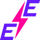 Zwei blaue Buchstaben "E" mit einem pinken Blitz dazwischen auf transparentem Hintergrund.