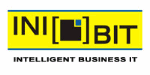 Logo mit gelbem Hintergrund: "INI[ ]BIT", darunter "INTELLIGENT BUSINESS IT" in Schwarz.