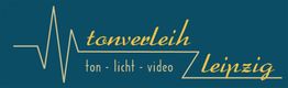 Blaues Logo mit gelbem Schriftzug "tonverleih Leipzig", darunter "ton - licht - video".
