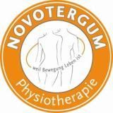 Logo von Novotergum Physiotherapie: stilisierte Rückenansicht, orangefarbener Kreis mit Text.