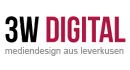 Logo mit Text "3W DIGITAL, mediendesign aus Leverkusen".