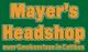 Text: "Mayer's Headshop, euer Smokerstore in Cottbus" in Orange auf grünem Hintergrund.