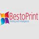 BestoPrint logo with colorful butterfly and tagline "Printing with intelligence."