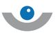 Graues Halbkreis-Logo mit blauem Kreis oben, ähnelt einem stilisierten Auge.
