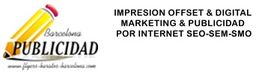 Logo de Barcelona Publicidad y textos sobre impresión digital y marketing por internet.