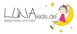 Logo von LUNA kids.de: Mädchen auf Mond mit Text "Babymoden und mehr".