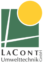 Logo von LaCont Umwelttechnik GmbH mit grünem Quadrat und gelbem Kreis oben rechts.