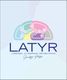 Logo de LATYR con piezas de rompecabezas en forma de cerebro y el nombre Sandra Ferrá.