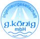 Blaues Logo der Ingenieurgesellschaft g.könig mbH mit Straßensymbol und Wellen.