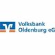 Logo der Volksbank Oldenburg eG mit blauem Schriftzug und orange-blauen Grafikelementen.