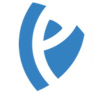 Blaues Logo mit stilisierten Buchstaben in Form eines Ovals.