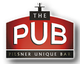 Logo: The PUB Pilsner Unique Bar, mit rotem Hintergrund und weißer Schrift.