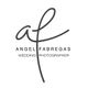 Logotipo con iniciales cursivas "AF" y texto: Ángel Fabregas, fotógrafo de bodas.