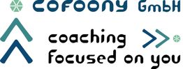 Logo der Cofoony GmbH mit Pfeilen und dem Slogan "coaching focused on you".
