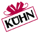 Logo mit roter Schleife und dem Wort "KÜHN" in schwarzen Buchstaben auf weißem Hintergrund.