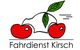 Zwei Kirschen formen ein Auto, darunter steht "Fahrdienst Kirsch" in schwarzer Schrift.