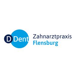 Logo der Zahnarztpraxis Flensburg mit dem Schriftzug "D Dent" in blauen Kreisen.