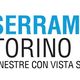 Logo di "Serramenti Torino" con testo: "Finestre con vista sul mondo" e un'icona di finestra.