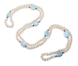 Collier aus Amethyst, Perlen und Aquamarin, ein Hingucker