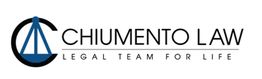 Logo of Chiumento Law with a blue and black scale symbol, tagline: "Legal Team For Life."