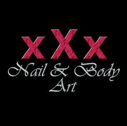 Schwarzer Hintergrund, roter Text: "XXX Nail & Body Art" in stilisierter Schrift.
