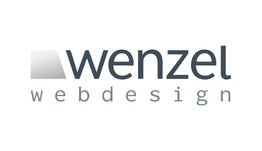 Logo mit grauem Quadrat und Text: "Wenzel Webdesign".