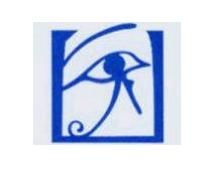 Blaues Horusauge in einem quadratischen Rahmen.