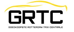 Logo van GRTC met tekst "Goedkoopste Rotterdam Taxi Centrale" en een gestileerde gele auto.