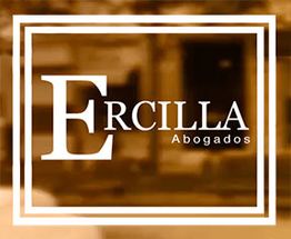 Logo de fondo marrón con el texto "Ercilla Abogados" en letras blancas dentro de un marco cuadrado.