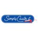 "Simply Caulk it" logo with a blue background and a red caulking gun graphic.
