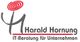Logo mit rotem Spiralymbol, Text: "Harald Hornung, IT-Beratung für Unternehmen".