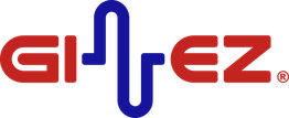 Logo de Ginez con letras rojas y azul en forma de electrocardiograma.