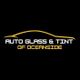 Logo for Auto Glass & Tint of Oceanside with a car silhouette above the text on a black background.