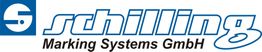 Logo von Schilling Marking Systems GmbH mit blauem Symbol und Firmenname in blauer Schrift.