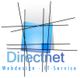 Logo mit blauem Quadrat, schwarzen Linien und Text: Directnet, Webdesign - IT-Service.