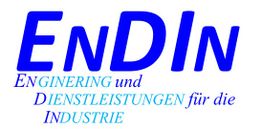 Logo mit Text: "ENGINEERING und DIENSTLEISTUNGEN für die INDUSTRIE", blau geschrieben.