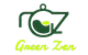 Logo vert avec théière stylisée et texte "Green Zen".