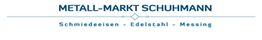 Logo mit Text: "Metall-Markt Schuhmann. Schmiedeeisen - Edelstahl - Messing".