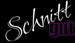 „Schnitt gut“ in stilisierter Schrift auf schwarzem Hintergrund.