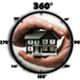 Mani che tengono una casa in un cerchio con gradi, simbolo di visione a 360 gradi.