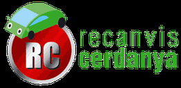 Logotipo de Recanvis Cerdanya: Coche verde sobre un círculo rojo con las letras "RC".
