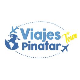 Logo de "Viajes Pinatar Tour" con un avión y un globo terráqueo en azul y amarillo.