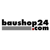 Logo von baushop24.com mit schwarzem Text und einem grauen Unterstrich.