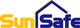 Logo mit "SunSafe" in gelber und blauer Schrift, ein Hausdach über dem Wort "Safe".