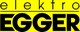 Gelbes Logo mit schwarzem Text: „elektro EGGER“.