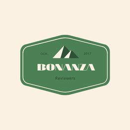Groen logo met de tekst "BONANZA Reviewers" en een bergpictogram, met "OCT. 2017" erboven.