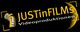 Logo mit gelbem "JUSTinFILMs" und "Videoproduktionen" auf schwarzem Hintergrund, Filmrolle links.
