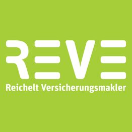 Grünes Logo mit weißem Text: "REVE, Reichelt Versicherungsmakler".