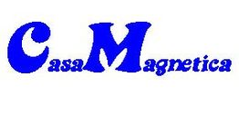 Blauer Text "Casa Magnetica" vor weißem Hintergrund.